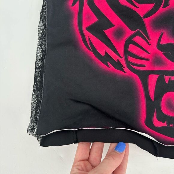 Plein Sport Equipment Phillip Plein Pink Black Lace Raw Hem Tank Size Small - Picture 3 of 8